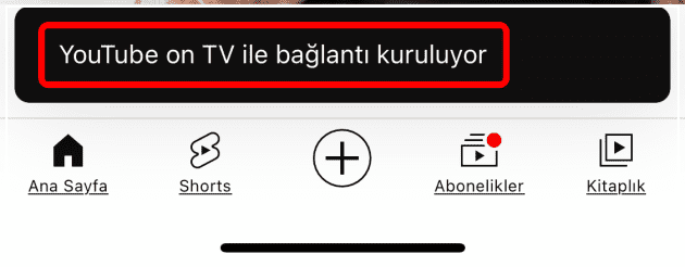 YouTube on TV ile bağlantı kuruluyor